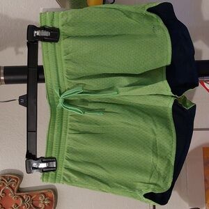 Reversible dark blue/lime green active shorts